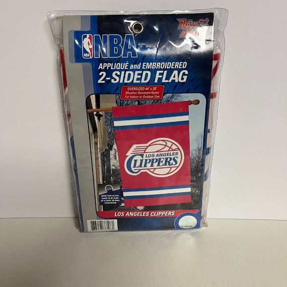 Los Angeles LA Clippers NB 2 Sided Applique Embroidered Flag Banner 44 X 28 Red - Picture 1 of 9
